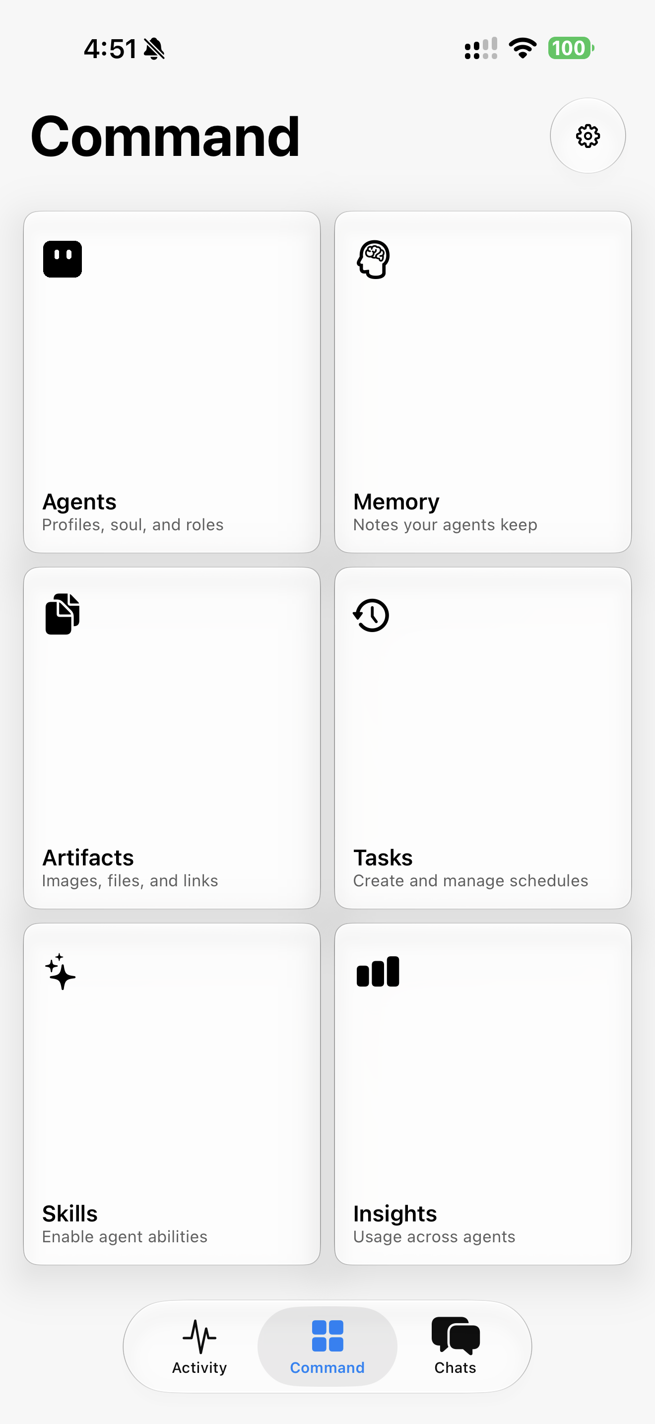 LONECODE Command hub — Agents, Memory, Artifacts, Tasks, Skills, Insights
